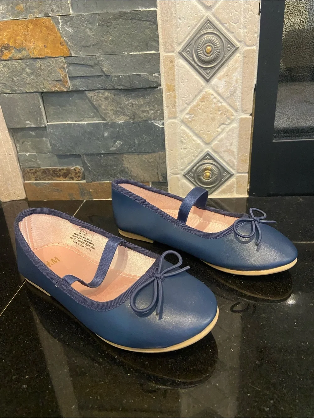 H&M Navy Blue Girls Mary Jane Ballet Flats with Bow
